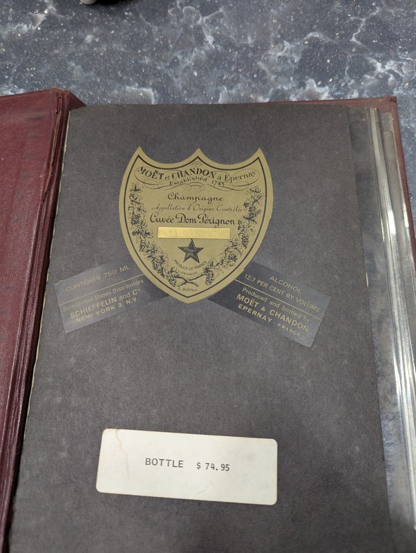 Vintage Restaurant Wine Book Menu-40 Labels 