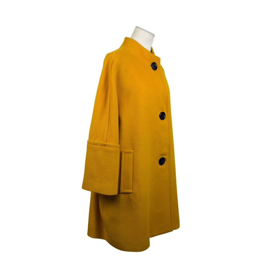 Abrigo Talbots Mujer Amarillo Mezcla Lana Botones Negros Elegante y Cálido Talla 18WP Foto 2 de 4