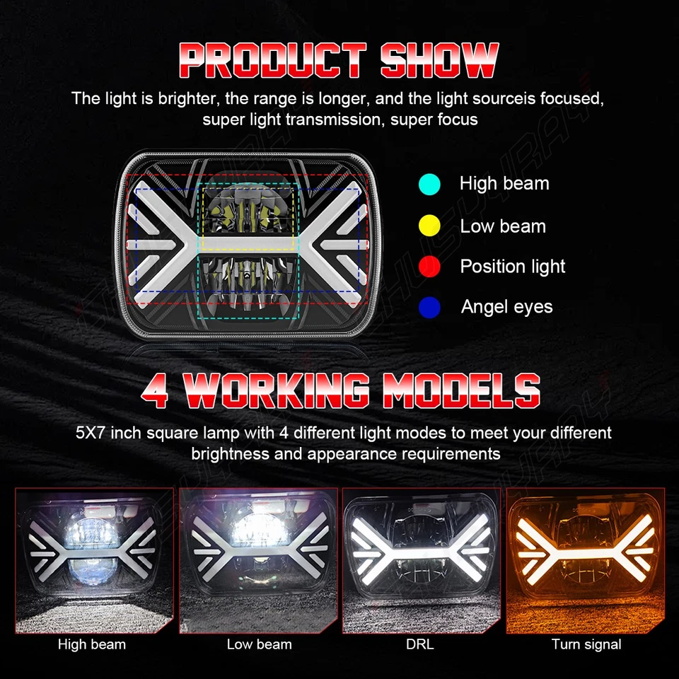 Nuevo Faro LED 5x7" 7x6 pulgadas Hi/Lo Fit para Toyota Corolla 1.6L 1.8L 1981-1992 Foto 2 de 4