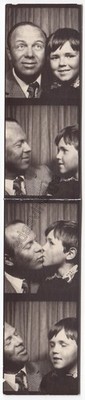 Photo booth Kiss Handsome young boy men Affectionate couple Dad Son USSR arcade