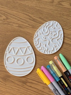 Osterei Malvorlagen - 2er Set - gemusterte Basteleier - 11,5 cm