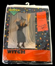 NOS Vintage 1990s Disguise Classic WITCH Adult Halloween Costume Black Dress Hat