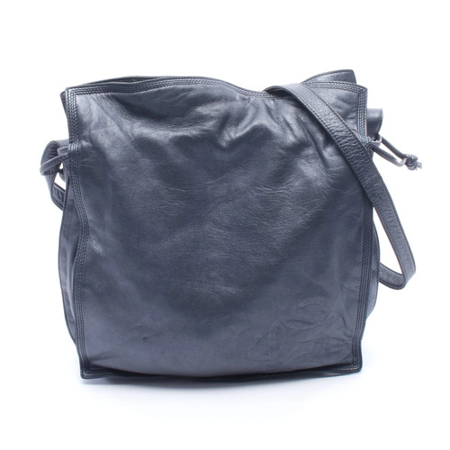 LOEWE Anagram Leather Shoulder Bag Navy Used Authentic