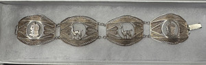 Unmarked Vintage Egyptian Styled Silver Bracelet Maybe Hand Crafted? Loc#N5