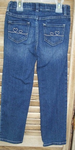GYMBOREE blue denim SKINNY jeans~5~hearts on back pockets~bling on front pockets - Picture 3 of 3