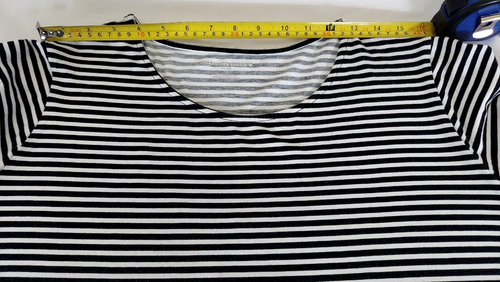 Top mujer ALLISON DALLEY talla 1X blanco y negro a rayas bordado manga larga - Imagen 4 de 11