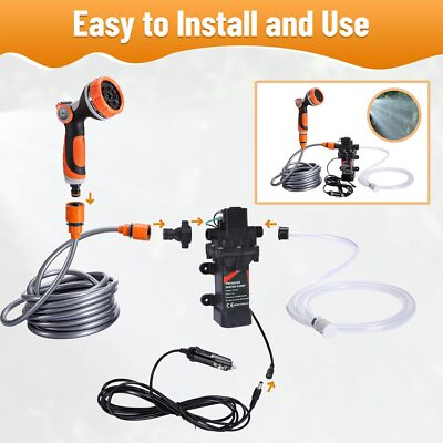 #ad 12V High Pressure Water Pump Self Priming Sprayer Set Auto Switch DIY Car Washer $49.79