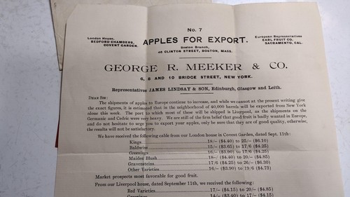 New York Apple Meeker Co Export Obst nach Europa Shen Jct Wv Obstgarten Brief 1903 - Bild 3 von 12