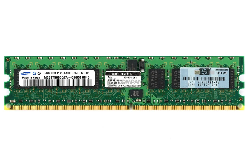 405476-061 HP MEMORY 2GB 1RX4 PC2 5300P DDR2 - 483401-B21 - Immagine 2 di 4