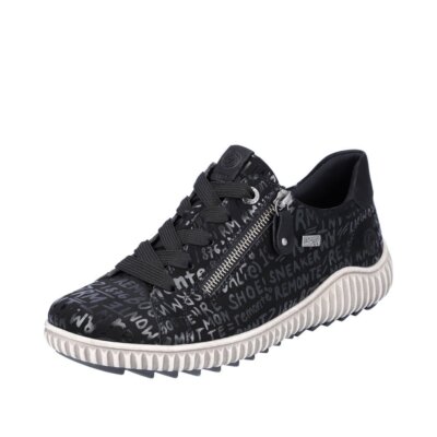 Remonte TEX Damen Sneaker Schwarz mit Schrift Schuhe R8200-02