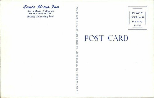60er Jahre. POOLSIDE, SANTA MARIA INN. SANTA MARIA, CA. Postkarte TM13 - Bild 2 von 2