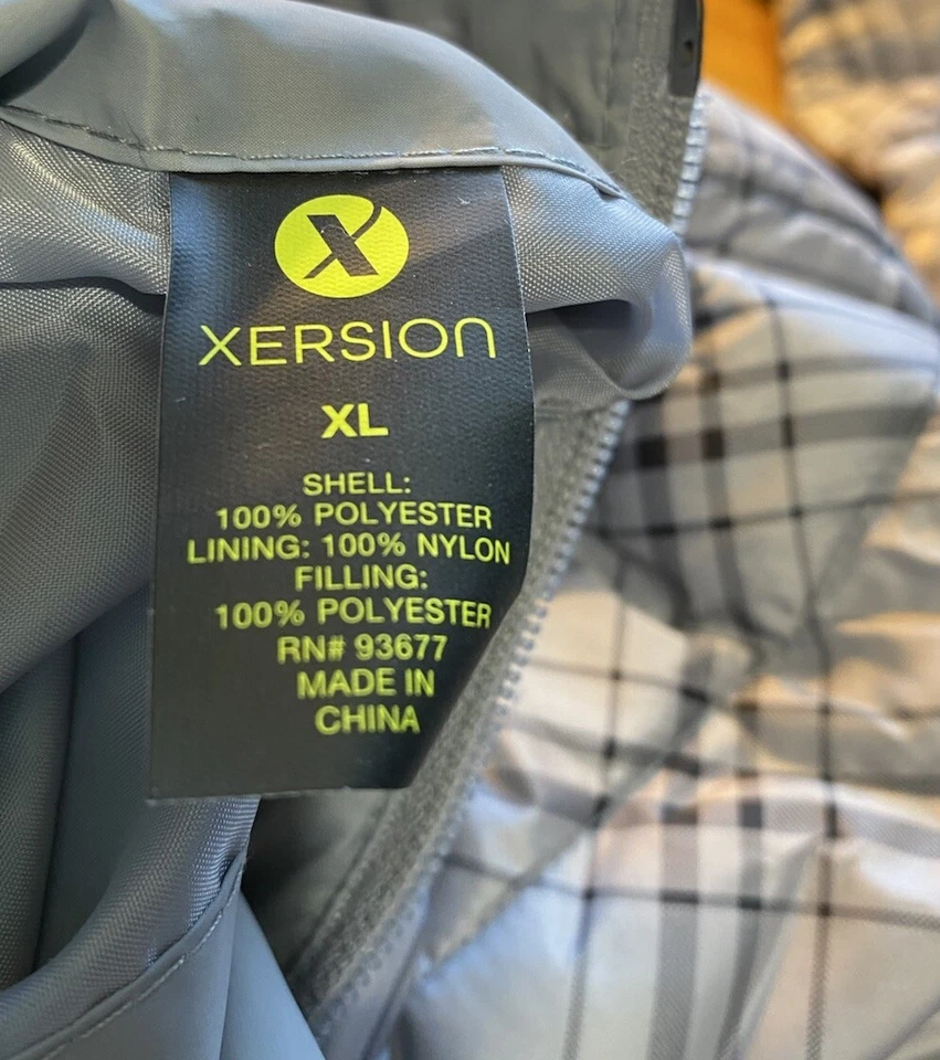 NWOT  xersion reversible gray Geometric puffer jacket hooded  jacket XL - Image 4 of 4