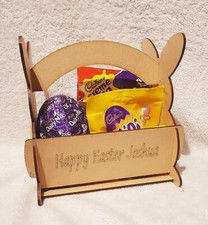Personalised Easter Egg Basket Easter Bunny Rabbit Hunt Kids Easter Gift Wooden