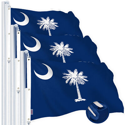 3 Pack: South Carolina SC State Flag 5x8 Ft Spun Polyester Embroidered Design