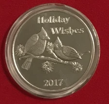 2017 HOLIDAY WISHES -.999  SILVER ROUND IN AIR-TITE CAPSULE  **FREE SHIPPING**  
