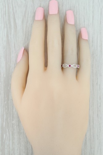 Nuevo Beverley K Rubí Rojo Blanco Zafiro Apilable Anillo 14k Oro Eternidad 6.5 - Imagen 6 de 6