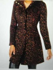 Via Spiga Leopard-print Coat ,colar Wine Leopard Size Us 10 New