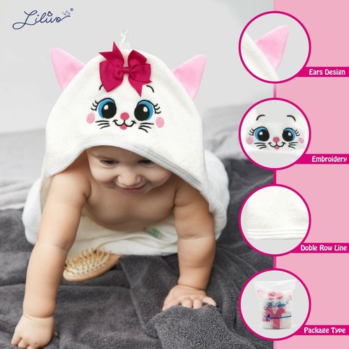 Soft Baby Hooded Towel & Washcloth Set | Bamboo | Newborn & Toddler Bath Gift - Picture 3 of 6