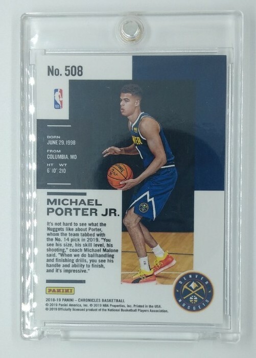 2018-19 Panini Chronicles Michael Porter Jr Rookie RC #508 2018-19 Panini Chronicles Michael Porter Jr Rookie RC #508