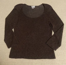 Worth Women's Medium Beaded Chocolate Brown Blouse Sheer Elegant Party Holiday