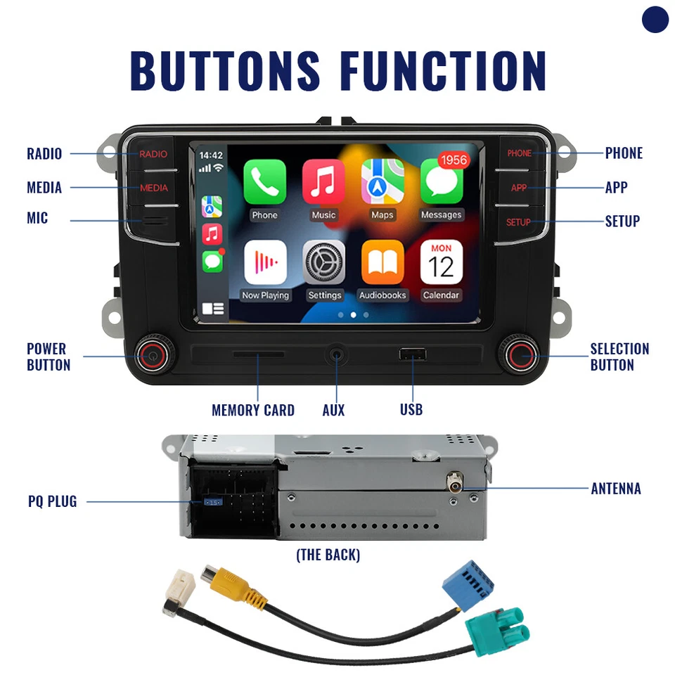 NONAME Android Auto RCD330 187F Carplay Autoradio Headunit für PQ VW Passat Golf - Bild 3 von 4