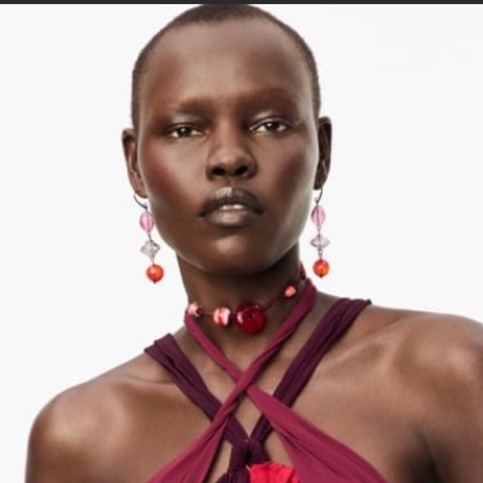 NWT Zara Limited Edition 2021 Red Glass Stone Ceramic Necklace