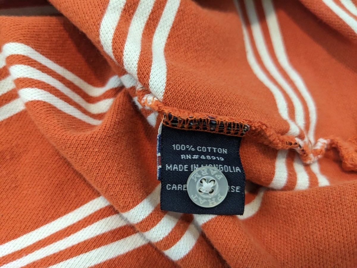 PHAT FARM シャツ　ビッグサイズ　オレンジ　XXL ストリート　英字 Phat Farm Polo Shirt Mens Extra Large Striped Orange Casual