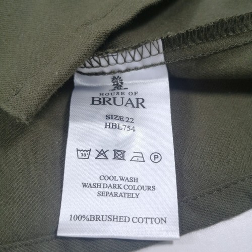 House Of Bruar Blouse Green UK 22 Khaki Olive Brushed Cotton Oxford Shirt BNWT - Picture 18 of 22