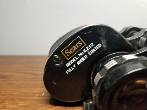 VTG Sears Amber Coated Binoculars #6212 Extra Wide Angle 1000 Yards With Case - Picture 7 of 16