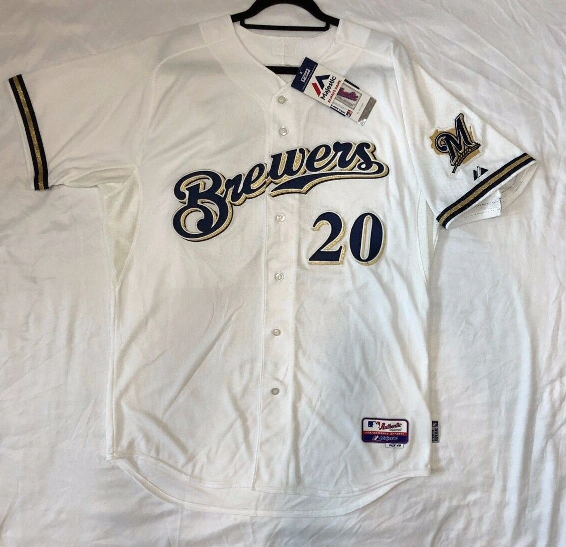 Authentic Majestic 48 XL JONATHAN LUCROY MILWAUKEE BREWERS COOL BASE Jersey