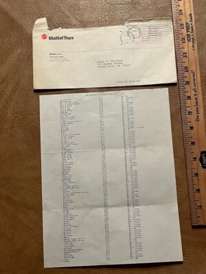 1986 Masters of the Universe List MOTU Mattel Toys Mailer OOAK Unique