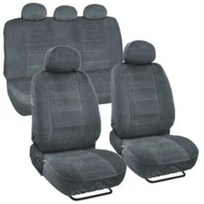 Premium Encore Thick Fine Velour Full Seat Cover Set for Car SUV Vans