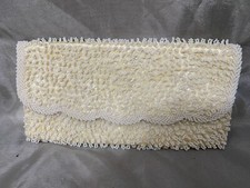 1950 s Handbag Satin White Sequins Beads Beaded Bridal Prom Elegant Purse