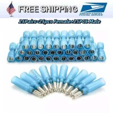50PCS Heat Shrink Bullet Wire Connectors 16-14AWG Male Female Crimp Terminals