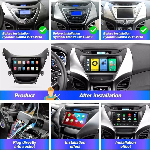 For Hyundai Elantra 2011-2013 Android12 Car Stereo Apple CarPlay GPS Radio 2+32G - Picture 3 of 17