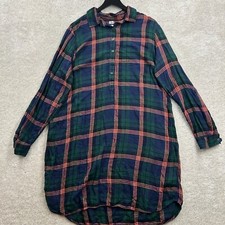Old Navy Dress Womens Size XL Blue Green Plaid Long Sleeve Flannel Shift