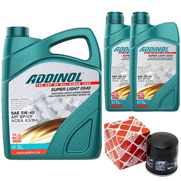 MotoröL Set Addinol 5W-40 Super Light 7 Liter + ÖLfilter FüR Subaru Outback 3.6-image