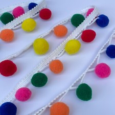 Pom Pom Trim Trimming Sewing Craft 10mm Bobble Fringe 10mm Pompom | per Metre