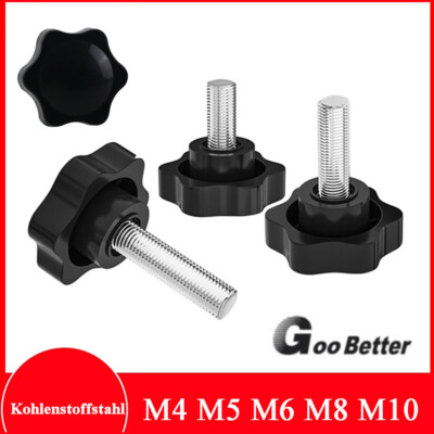Rändelschrauben Set M6*25mm - 12 Stück Sterngriff Schrauben Schwarz