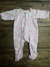    Gerber Baby Footed One Piece pajamas Pink with Flowers Size 6-9 Months