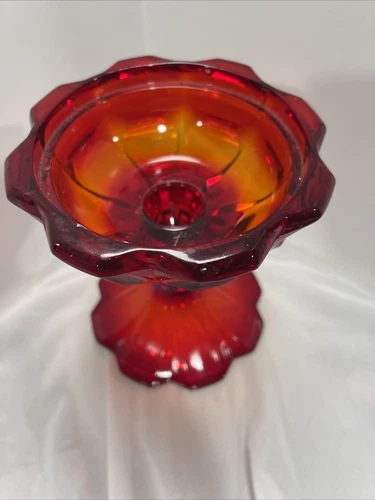 Fenton Art Glass Ruby Red Candle Holder Excellent Condition! E