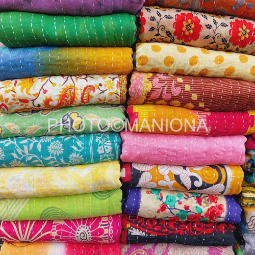 Manta reversible india vintage boho ropa de cama decorativa tiro Kantha 1 pieza - Imagen 1 de 6