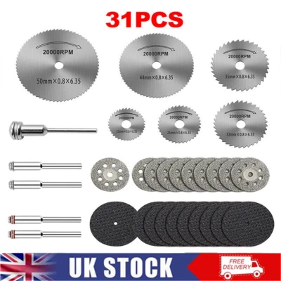 31pcs Diamond Cutting Discs Wheel Saw Blade Set Drill Bit For Dremel Rotary Tool