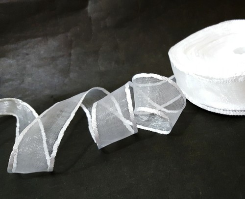 1" 25mm - 30yds / 27mt /Roll Soft Sheer White Organza Ribbon Wrap Edge OF12 - Picture 3 of 7