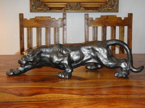 Figur Panther Eisen Löwe Tiger Puma Jaguar Statue Skulptur Bronze Türstopper NEU - Afbeelding 3 van 7