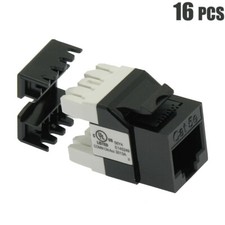 16 Pcs Cat5e RJ45 Network LAN Ethernet Keystone Jack 180  100 Punch Down Black