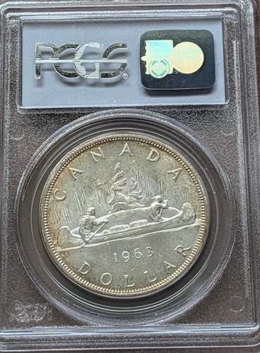 Canada 1963 $1 Silver Dollar PCGS MS 64 Nice Golden Toning - Picture 2 of 2