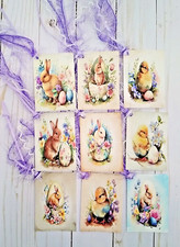 9 Vintage Style Easter Handmade Gift Tags Scrapbooks Crafts Junk Journals