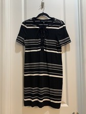 White House Black Market Black/White Striped Short Sleeve Shirt Dress Small