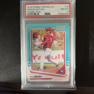2018 Panini Chronicles Score Teal #16 Shohei Ohtani  (RC) 113/199 PSA 8 LOW POP